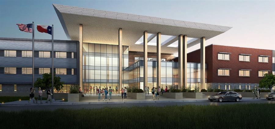 architect's rendition of what the high school entryway will look like 